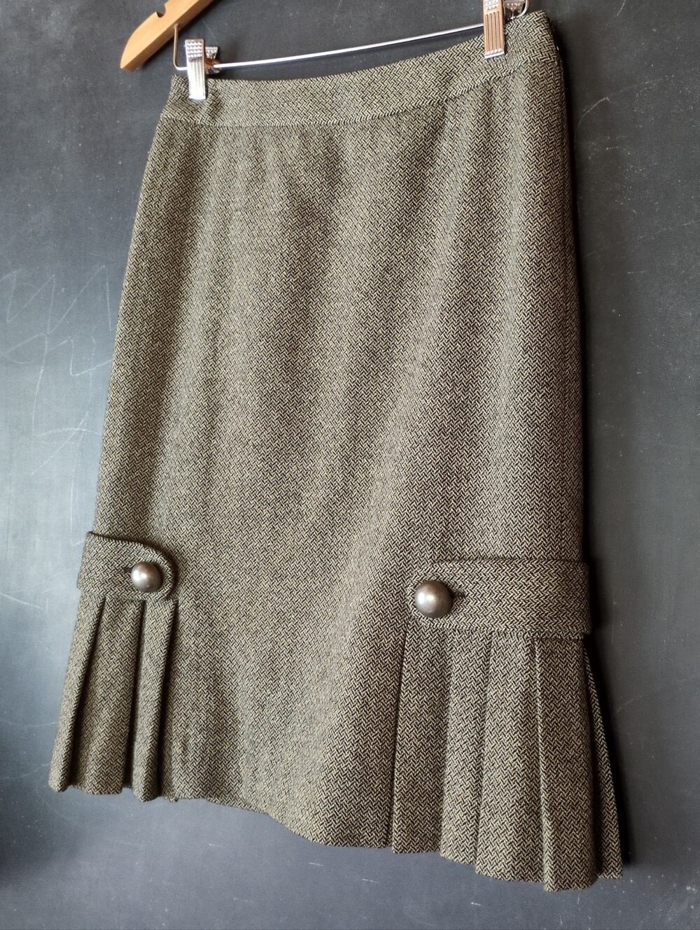 Banana Republic Wool Blend Tweed Pencil Skirt Pleats CLASSIC Sz 0